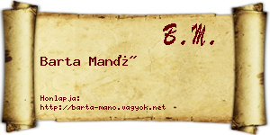 Barta Manó névjegykártya